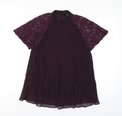 NEXT Womens Purple Polyester Basic Blouse Size 8 Round Neck