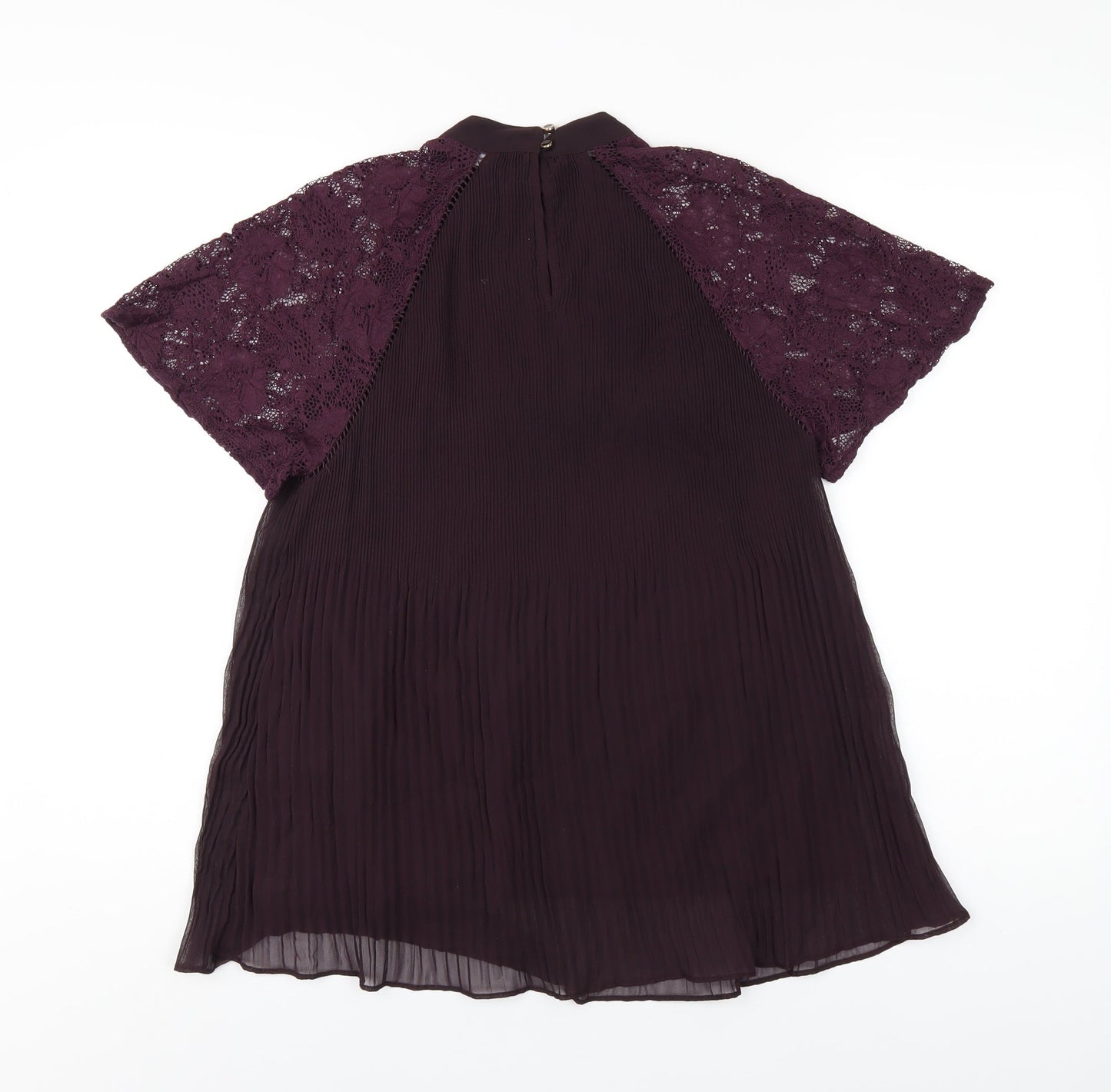 NEXT Womens Purple Polyester Basic Blouse Size 8 Round Neck