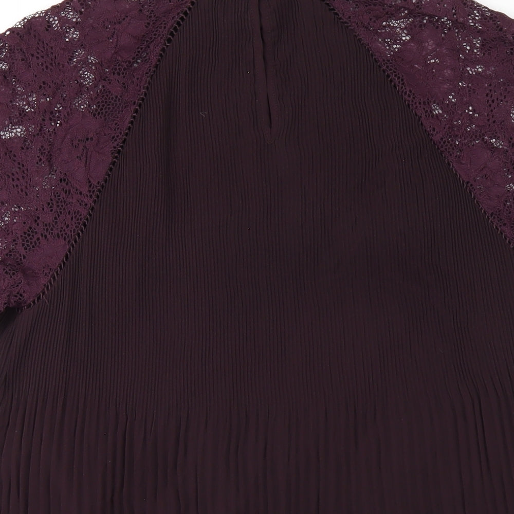 NEXT Womens Purple Polyester Basic Blouse Size 8 Round Neck