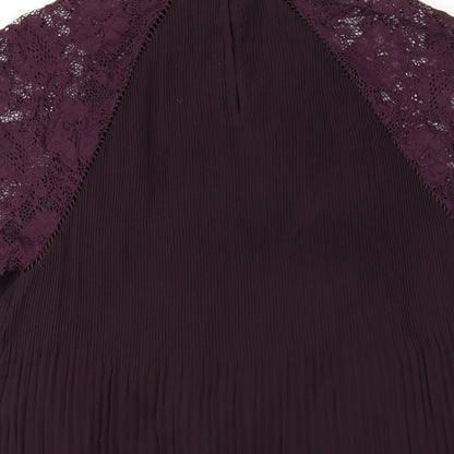 NEXT Womens Purple Polyester Basic Blouse Size 8 Round Neck