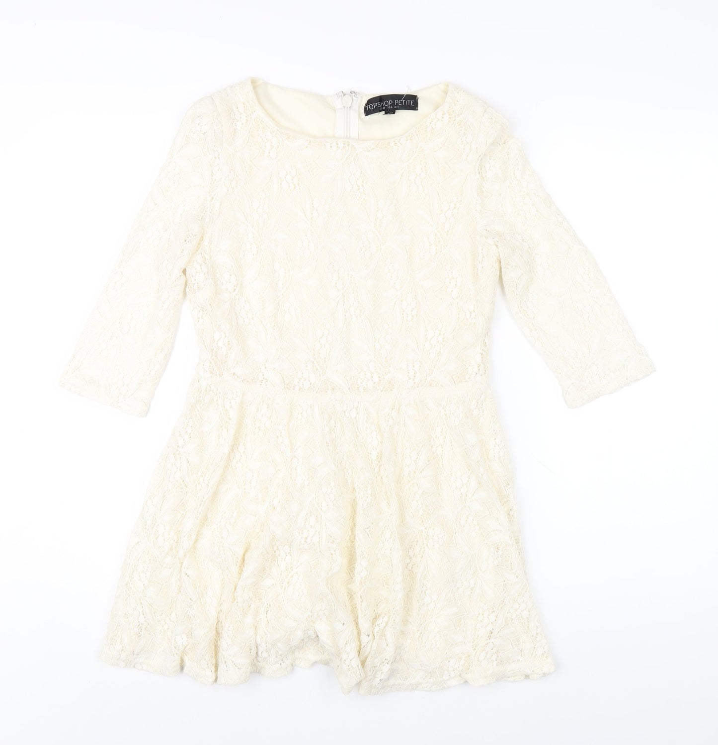 Topshop Womens Ivory Nylon A-Line Size 10 Round Neck Zip