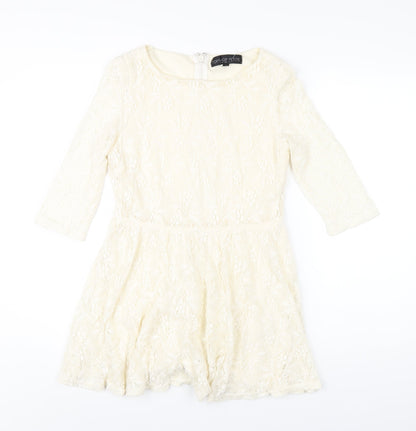 Topshop Womens Ivory Nylon A-Line Size 10 Round Neck Zip