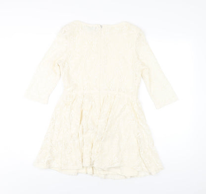 Topshop Womens Ivory Nylon A-Line Size 10 Round Neck Zip