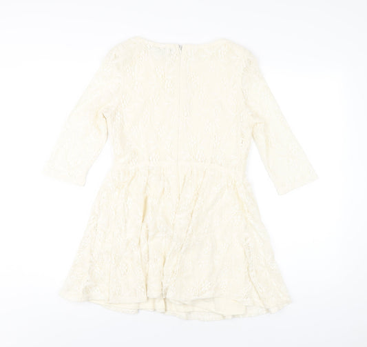 Topshop Womens Ivory Nylon A-Line Size 10 Round Neck Zip