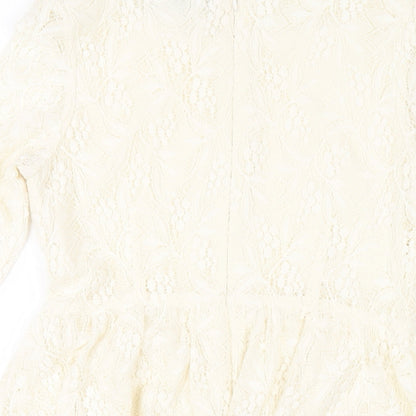 Topshop Womens Ivory Nylon A-Line Size 10 Round Neck Zip
