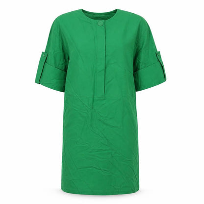 Warehouse Womens Green Viscose A-Line Size 8 Round Neck Button