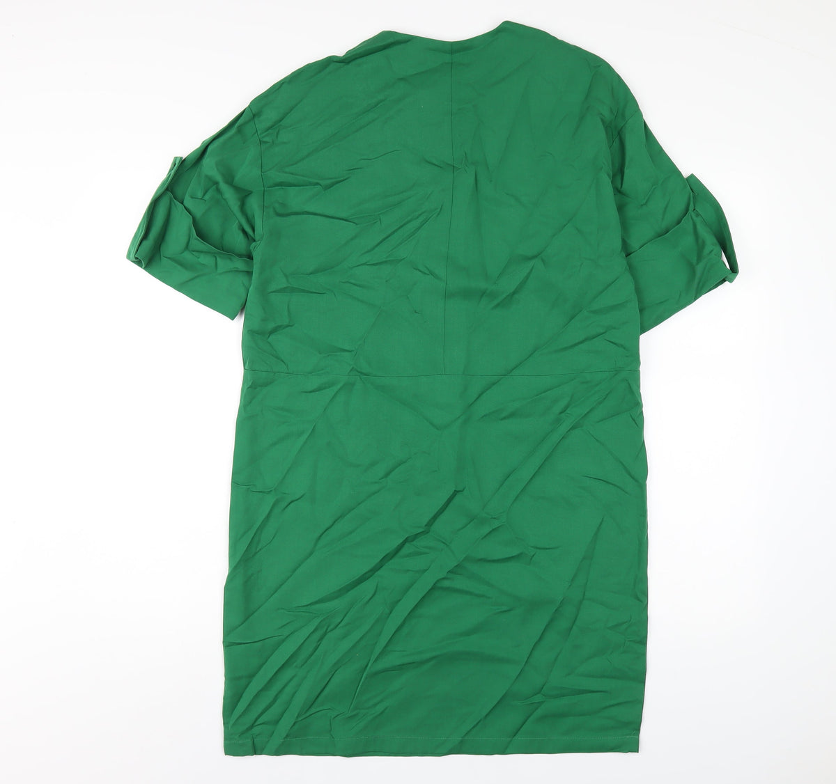 Warehouse Womens Green Viscose A-Line Size 8 Round Neck Button