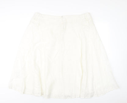 Classic Womens Ivory Viscose A-Line Skirt Size 22 Zip