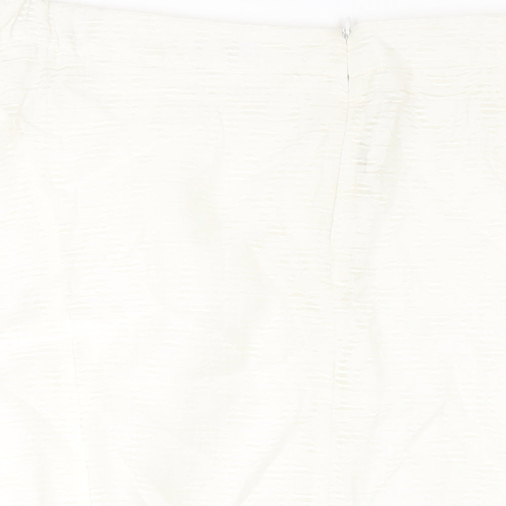 Classic Womens Ivory Viscose A-Line Skirt Size 22 Zip