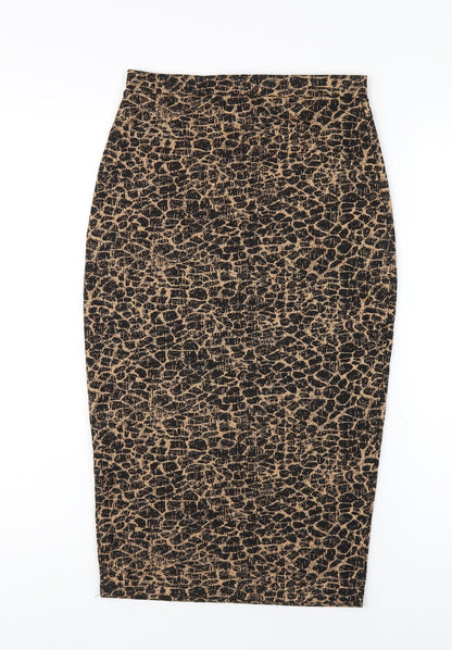 ASOS Womens Brown Geometric Polyester Straight & Pencil Skirt Size 8