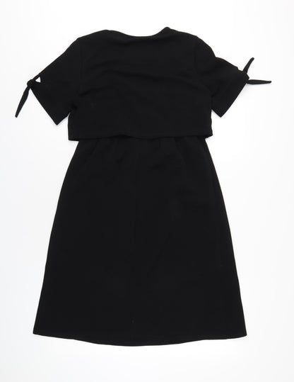 Dorothy Perkins Womens Black Polyester A-Line Size 8 Round Neck Pullover