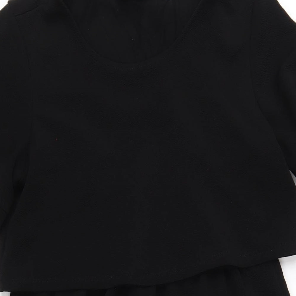 Dorothy Perkins Womens Black Polyester A-Line Size 8 Round Neck Pullover