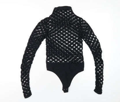 Free People Womens Black Nylon Bodysuit One-Piece Size XS Snap