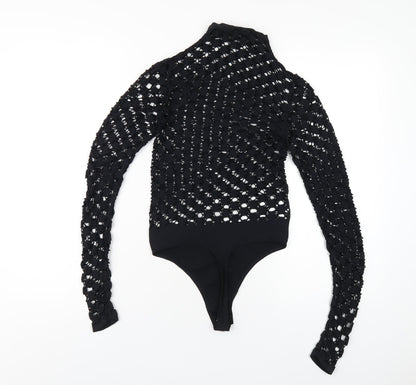 Free People Womens Black Nylon Bodysuit One-Piece Size XS Snap