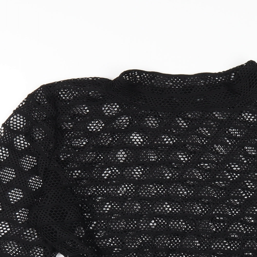 PRETTYLITTLETHING Womens Black Polyester Bodysuit One-Piece Size 12 Snap