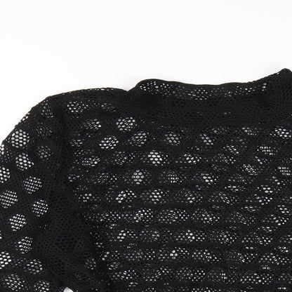 PRETTYLITTLETHING Womens Black Polyester Bodysuit One-Piece Size 12 Snap