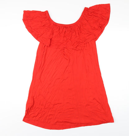 Lipsy Womens Red Viscose A-Line Size 12 Off the Shoulder Pullover