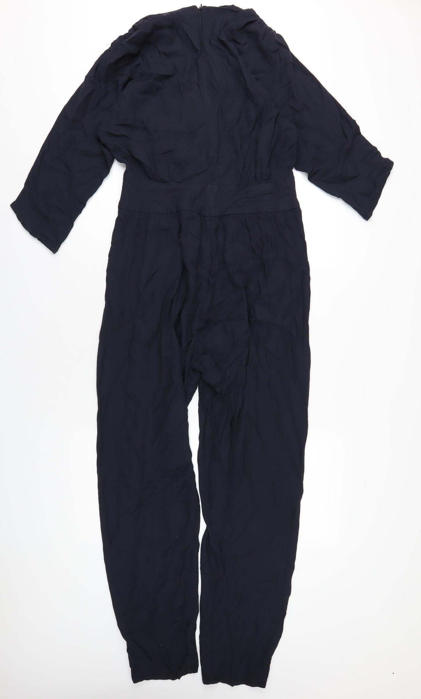 French Connection Womens Blue Acetate Jumpsuit One-Piece Size 12 L31 in Zip