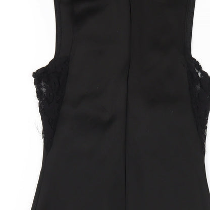 PRETTYLITTLETHING Womens Black Polyester Bodycon Size 6 Mock Neck Zip