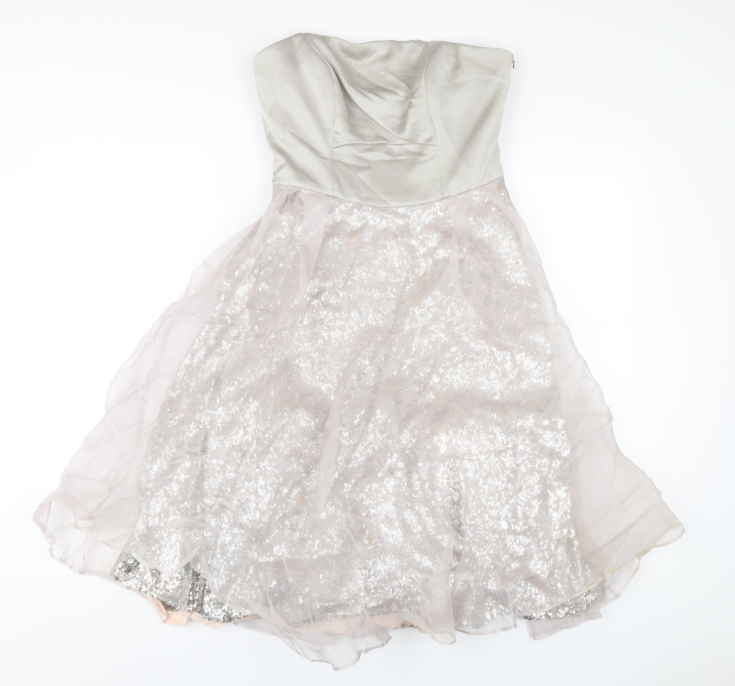 Coast Womens Grey Polyester A-Line Size 8 Square Neck Zip