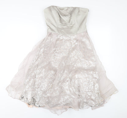 Coast Womens Grey Polyester A-Line Size 8 Square Neck Zip