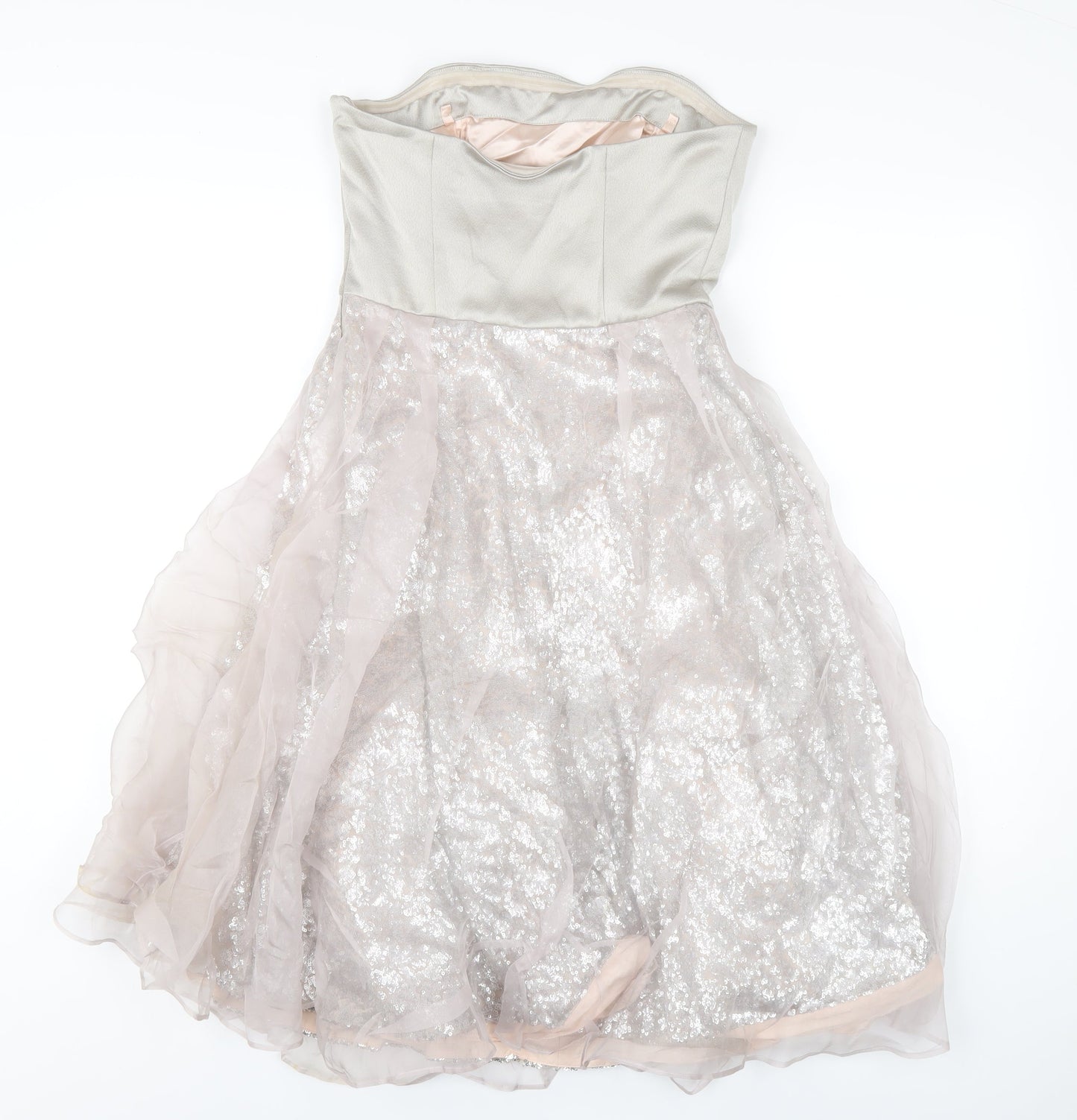 Coast Womens Grey Polyester A-Line Size 8 Square Neck Zip