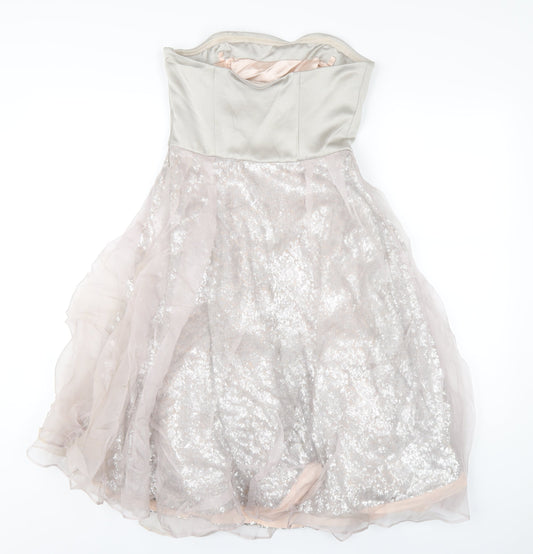 Coast Womens Grey Polyester A-Line Size 8 Square Neck Zip