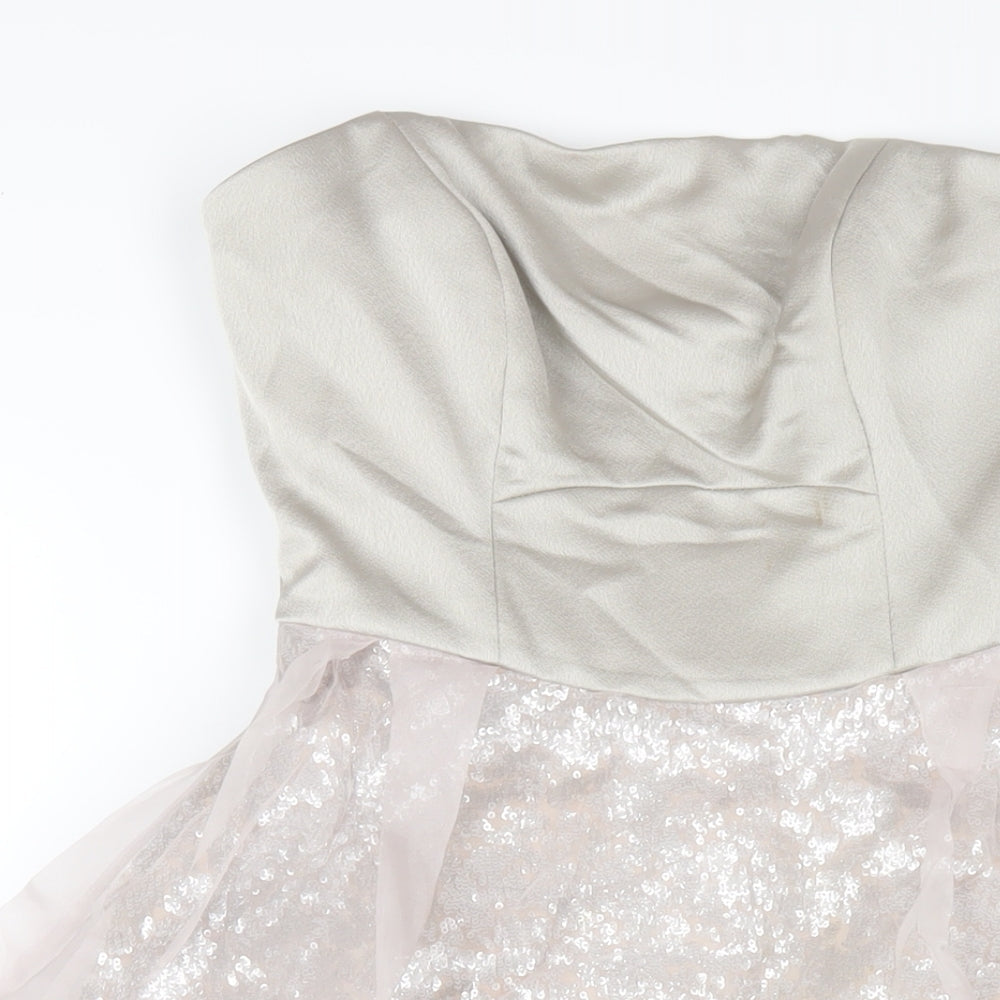 Coast Womens Grey Polyester A-Line Size 8 Square Neck Zip