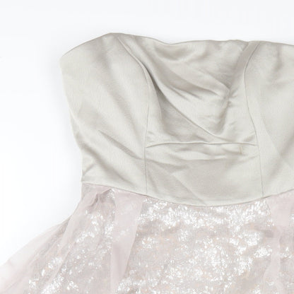 Coast Womens Grey Polyester A-Line Size 8 Square Neck Zip