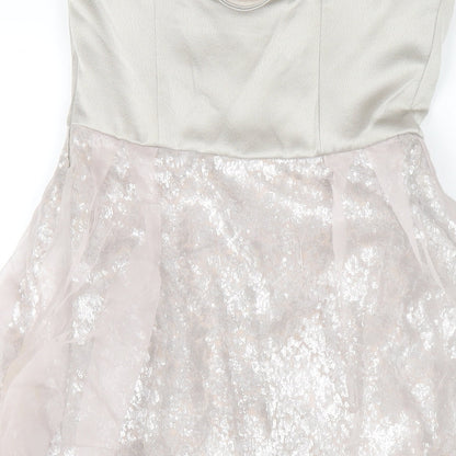 Coast Womens Grey Polyester A-Line Size 8 Square Neck Zip