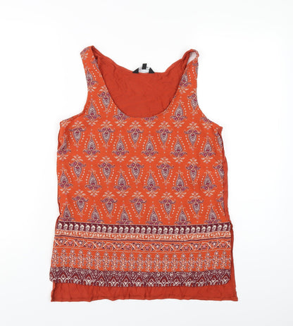Womens UK Size 10 New Look Orange Basic Tank