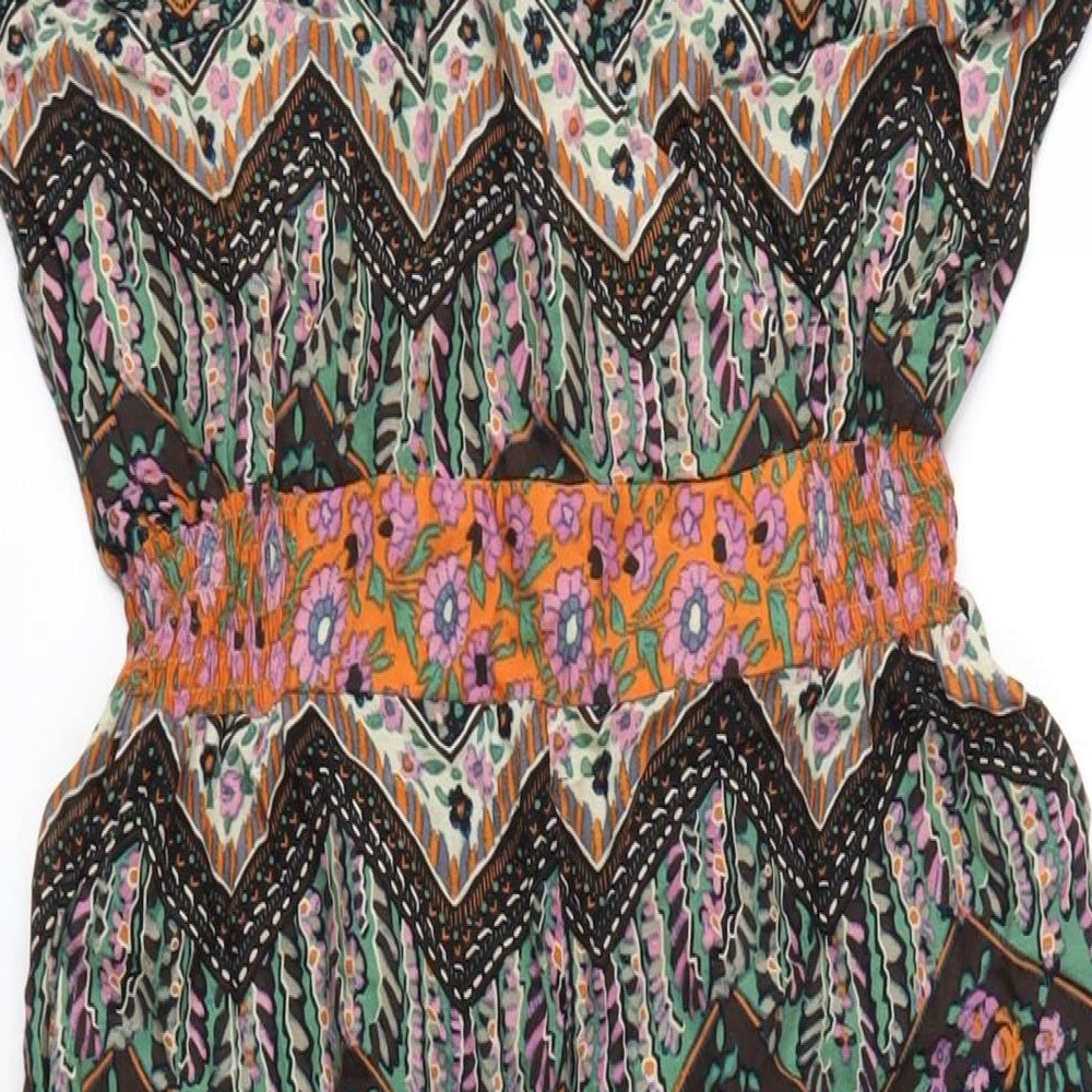 Warehouse Womens Multicoloured Geometric Viscose Jumpsuit One-Piece Size 12 L30 in Pullover