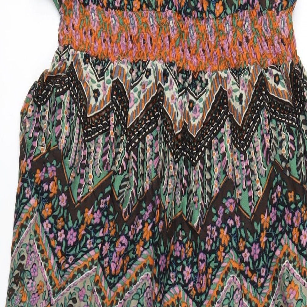 Warehouse Womens Multicoloured Geometric Viscose Jumpsuit One-Piece Size 12 L30 in Pullover