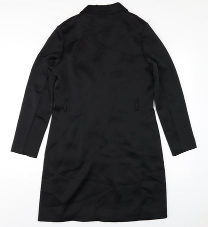 H&M Womens Black Polyester Jacket Dress Size 12 Collared Snap