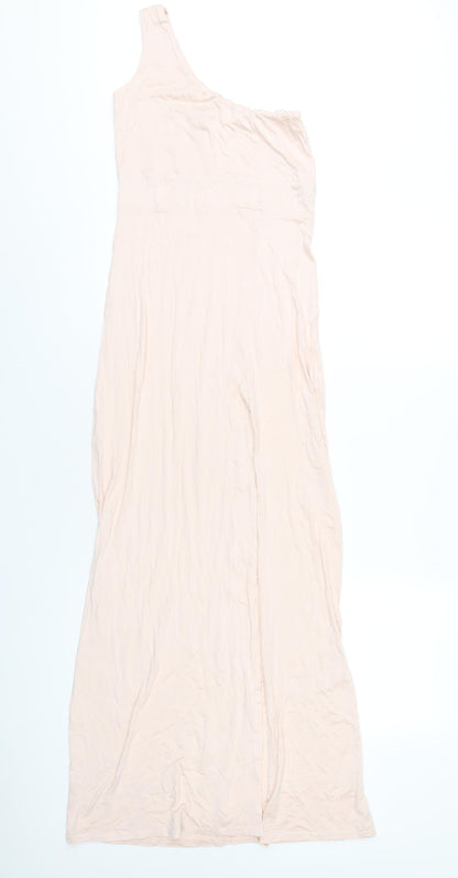 Missguided Womens Pink Viscose Maxi Size 10 One Shoulder Pullover