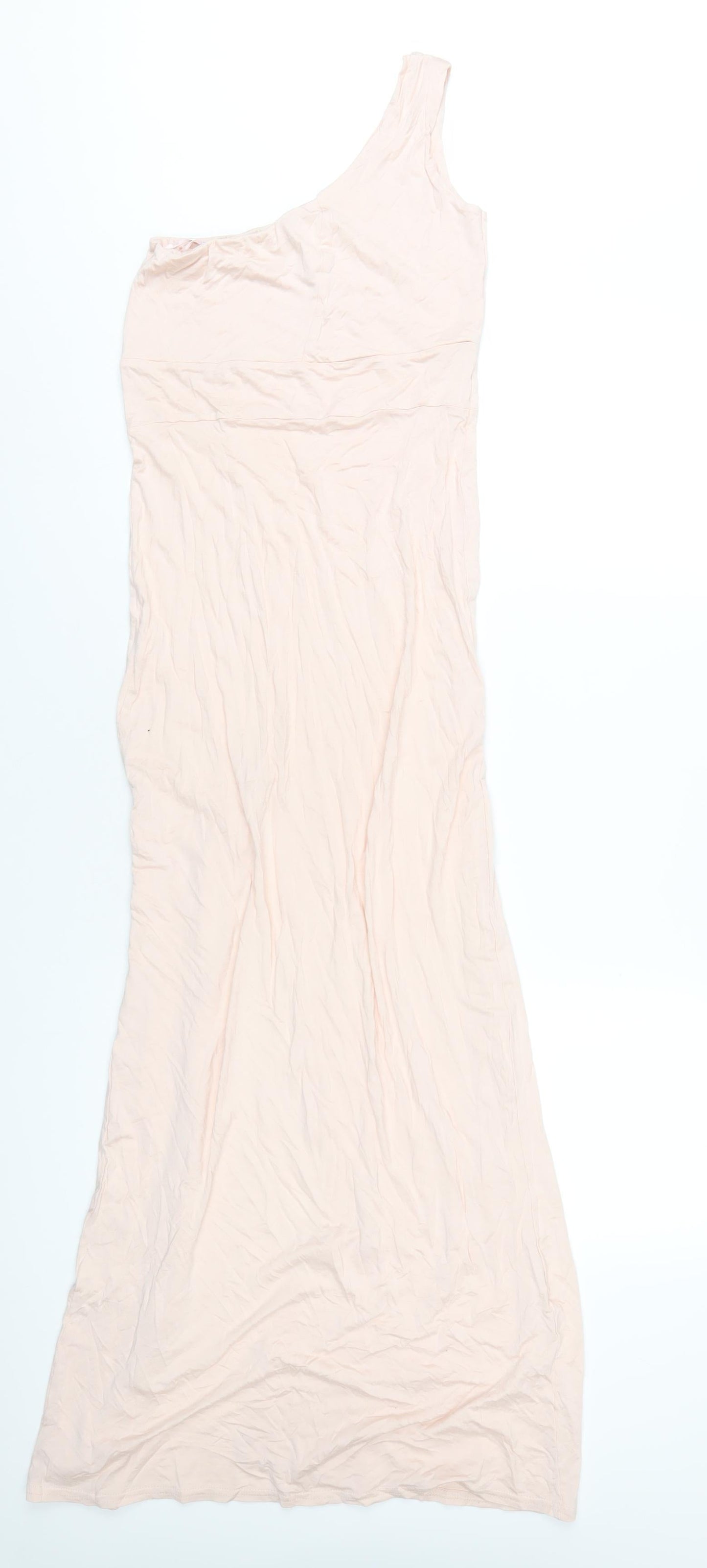 Missguided Womens Pink Viscose Maxi Size 10 One Shoulder Pullover