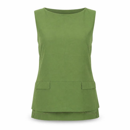 Class Womens Green Polyester Basic Tank Size 14 Round Neck