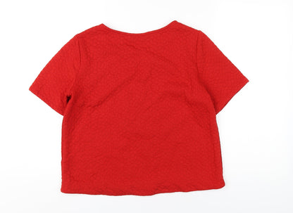 Womens UK Size 12 Dorothy Perkins Red Basic T-Shirt