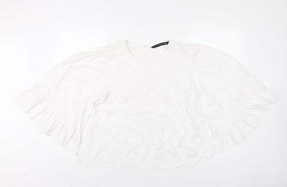 Womens UK Size L Zara White Basic T-Shirt