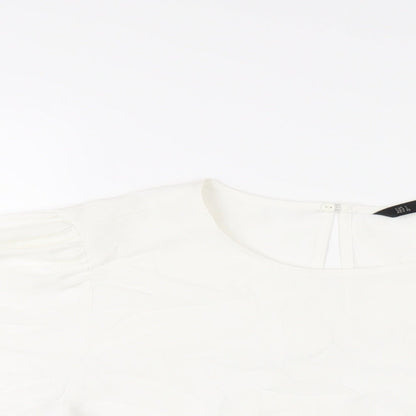 Womens UK Size L Zara White Basic T-Shirt