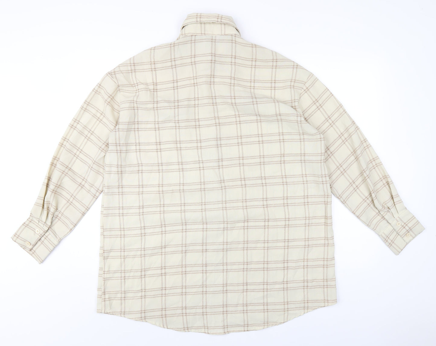 PRETTYLITTLETHING Womens Beige Plaid Polyester Shirt Dress Size 8 Collared Button