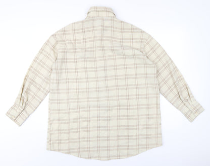 PRETTYLITTLETHING Womens Beige Plaid Polyester Shirt Dress Size 8 Collared Button