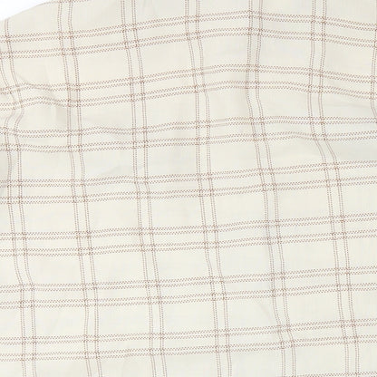 PRETTYLITTLETHING Womens Beige Plaid Polyester Shirt Dress Size 8 Collared Button