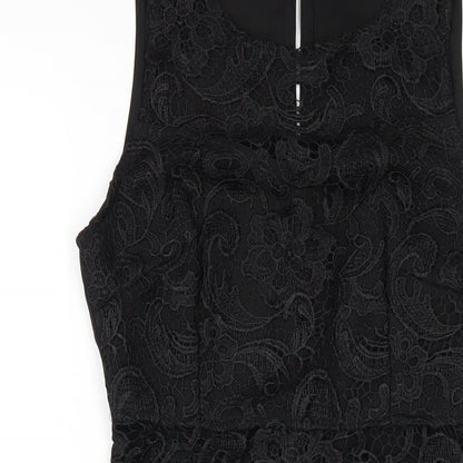 AX Paris Womens Black Polyester Bodycon Size 10 Round Neck Button