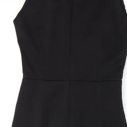 AX Paris Womens Black Polyester Bodycon Size 10 Round Neck Button