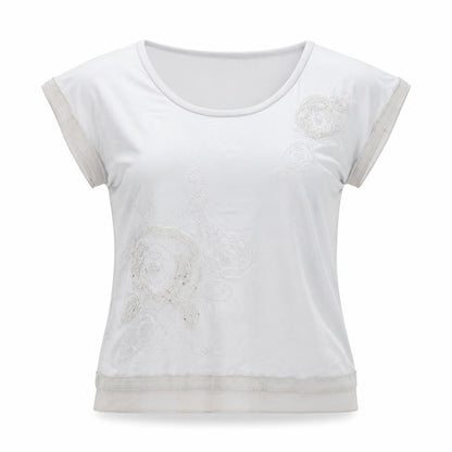 David Emanuel Womens Grey Polyester Basic T-Shirt Size 10 Round Neck