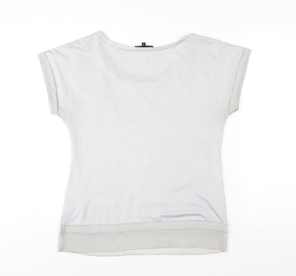 David Emanuel Womens Grey Polyester Basic T-Shirt Size 10 Round Neck