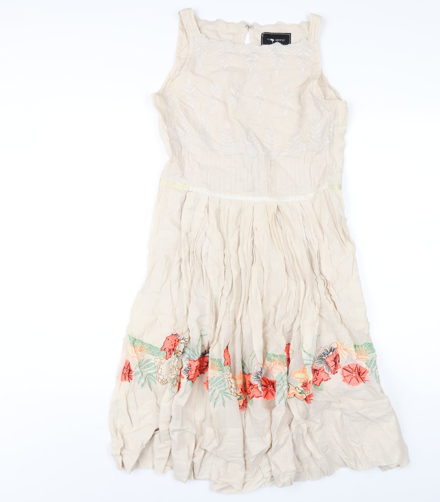 River Island Womens Beige Cotton A-Line Size 8 Square Neck Zip