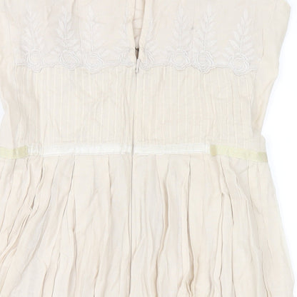 River Island Womens Beige Cotton A-Line Size 8 Square Neck Zip
