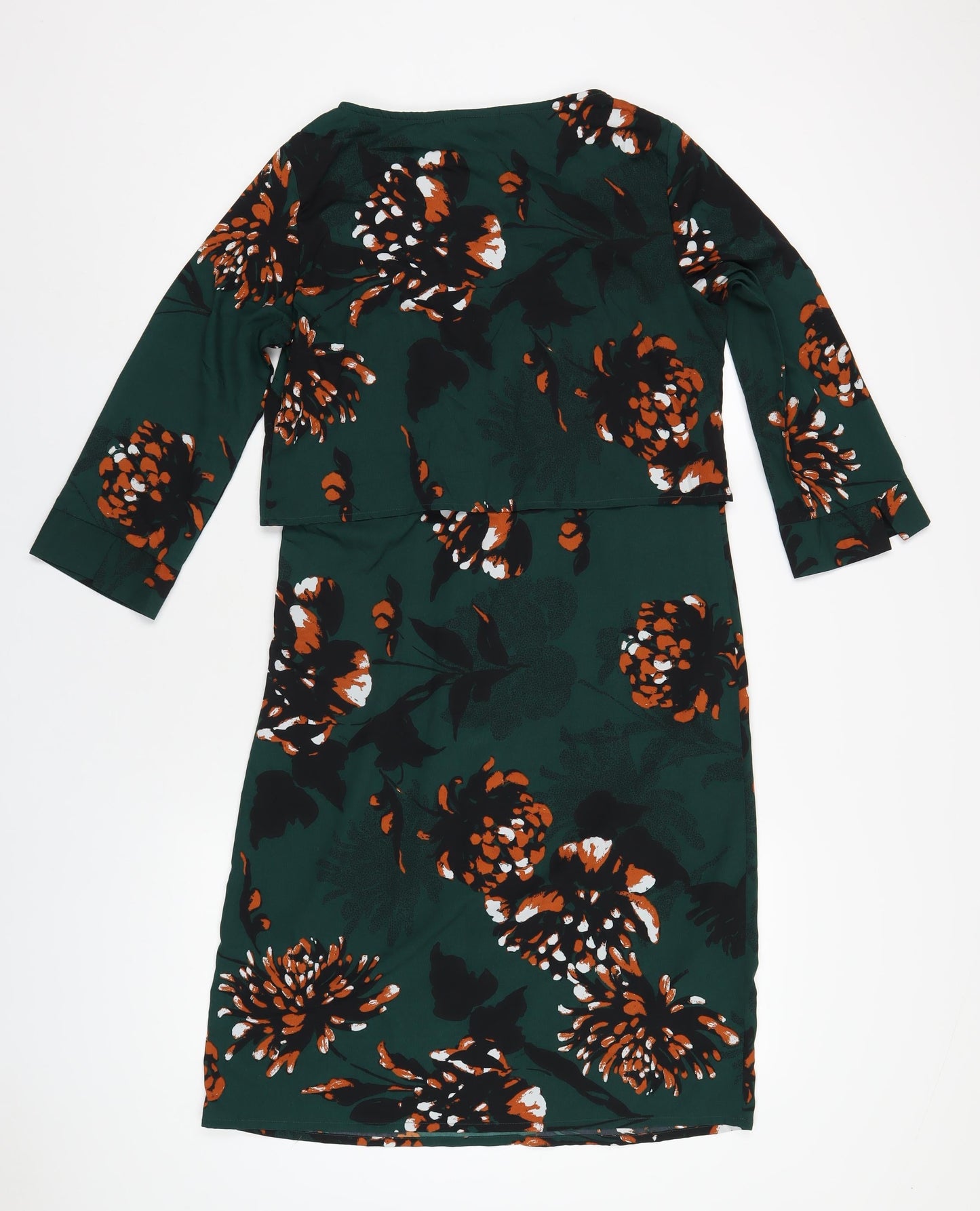 Mamalicious Womens Green Floral Polyester A-Line Size M Round Neck Zip